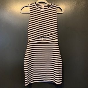 Express Striped Body-Con Cut Out Dress